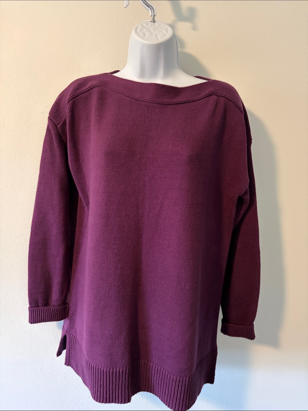 LOFT Boatneck Tunic Sweater in Plum